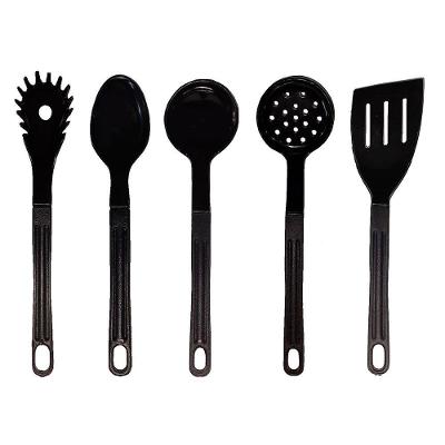 Jogo Conjunto De Talheres Nylon Utensílios Preto 5 Peças