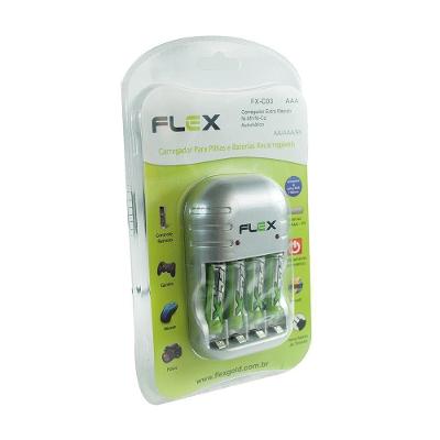 Carregador De Pilha Flex Para 4 Pilhas A. Stop Com Inmetro