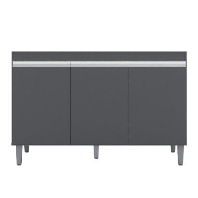Balcão Gabinete Para Pia 120cm 3 Portas Sem Tampo Manu Cinza - Ajl Móveis