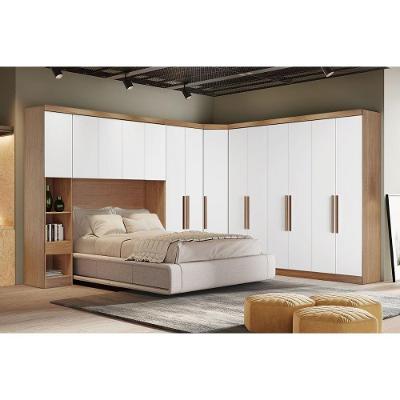 Quarto Rizon 5 Peças (1 Armário Ponte 1 Closet 2 Guarda Roupas 1 Complemento) Freijo Cumaru C- Fendi