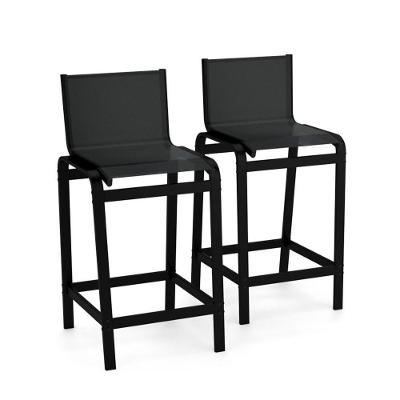 Kit 2 Banquetas Altas Bancada Alumínio Preto Tela Preto