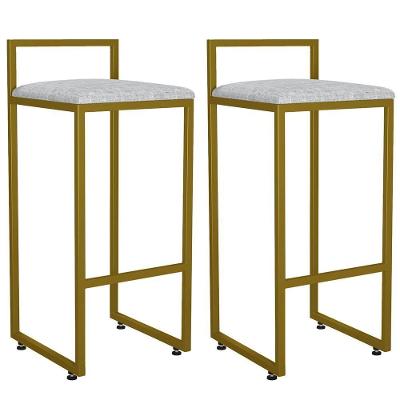 Kit 02 Banquetas Alta Para Cozinha Hanna L02 Dourado Cru