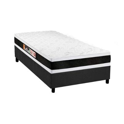 Cama Box Solteiro: Colchão Espuma Castor D45 Black e White AIR Double Face + Base CRC Suede Gray(88x188)