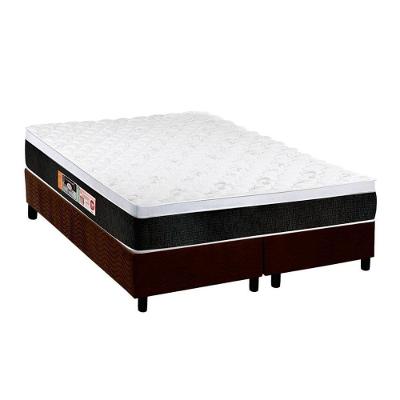 Cama Box King: Colchão Espuma D45 Castor Black e White AIR + Base CRC Suede Brown(193x203)