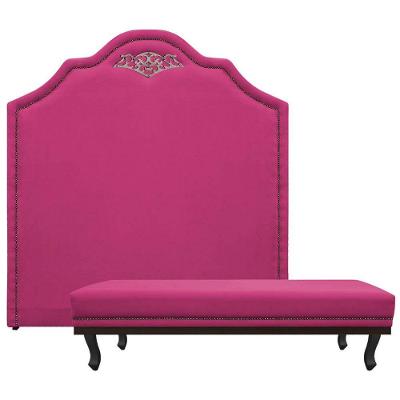 Kit Cabeceira E Calçadeira Casal P02 140cm Pink