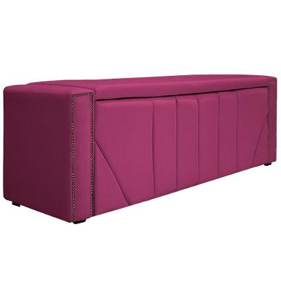 Calçadeira Baú Casal 140 Cm Para Cama Box Suede Pink
