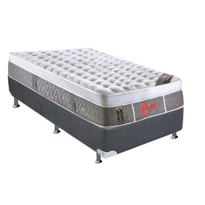 Cama Box Solteiro: Colchão Molas Ensacadas Castor Pocket Light Stress Oxygen New Plush + Base CRC Suede Gray(88x188)