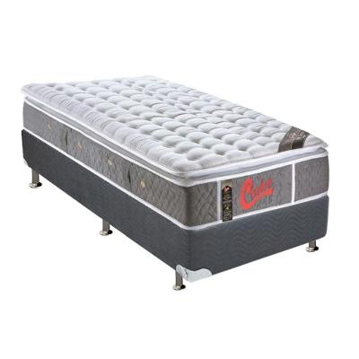 Cama Box Solteiro: Colchão Molas Pocket Ensacadas Castor  Light Stress Oxygen New + Base CRC Suede Gray(88x188)