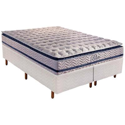 Cama Box Queen: Colchão Molas Ensacadas Paropas Masterpocket Blue + Base Crc Rústico White(158X198)