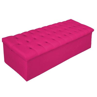 Calçadeira Baú Mel 140 Cm Casal com Capitonê Suede Pink