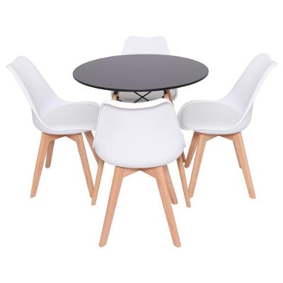 Conjunto Mesa Redonda Eiffel 70cm Preta Com 4 Cadeiras Saarinen Branca