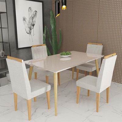 Conjunto De Mesa 160x90 4 Cadeiras Onix Off White bege Claro