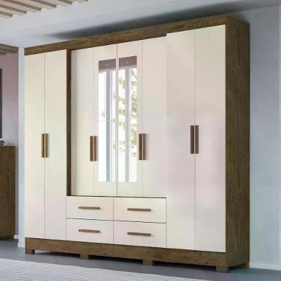 Guarda Roupa Casal 8 Portas Espelho Plus Baunilha Castanho