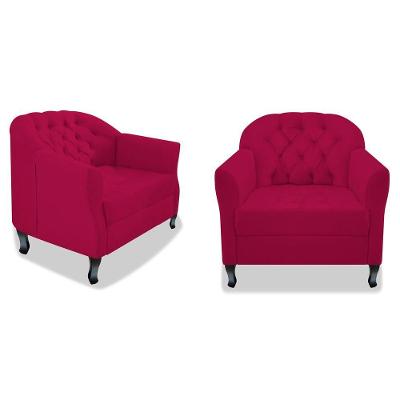 Kit 02 Poltrona Julia A02 Suede Doce Sonho Móveis Cor Pink
