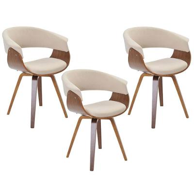 Kit 03 Cadeiras Decorativas Para Sala De Jantar Ohana Fixa Linho Bege G56 - Gran Belo