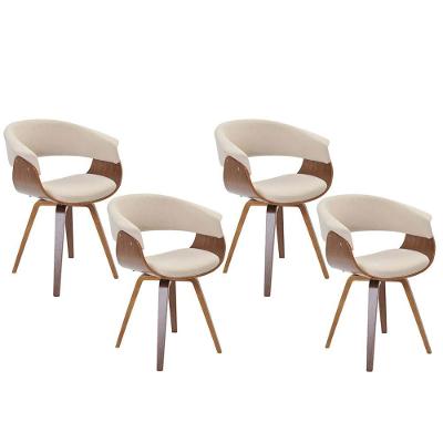 Kit 04 Cadeiras Decorativas Para Sala De Jantar Ohana Fixa Linho Bege G56 - Gran Belo