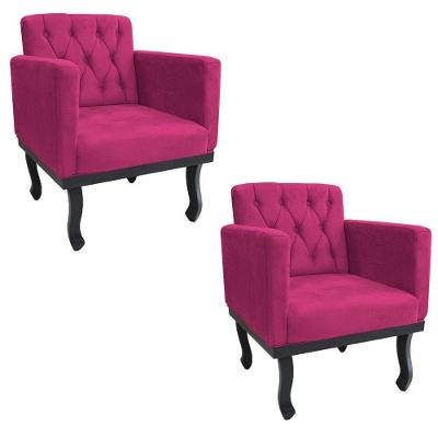 02 Poltronas Classic Pés Luís Xv Suede Pink
