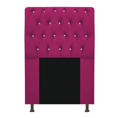 Cabeceira Estofada Lady Com Strass 90 Cm Queen Size Suede - Doce Sonho Móveis Pink