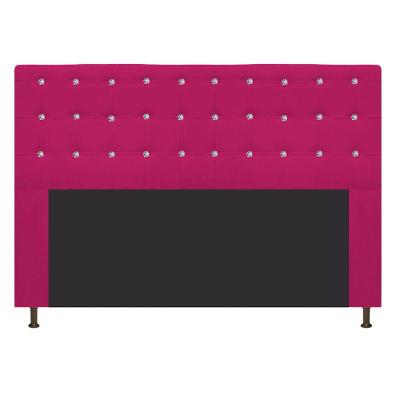Cabeceira Dama 160Cm Queen Size Com Strass Suede Pink