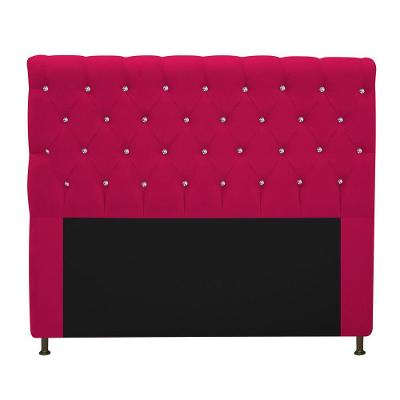 Cabeceira Cristal 160cm Queen Size com Strass Suede Pink