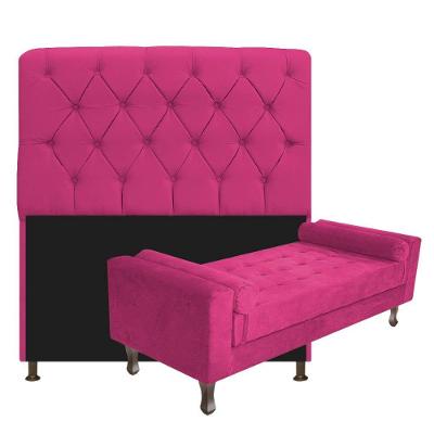 Cabeceira Lady e Recamier Félix 160 Cm Queen Size Suede Pink