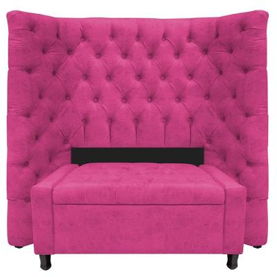 Kit Cabeceira E Calçadeira Baú Solteiro Everest P02 90 Cm Para Cama Box Suede - Amarena Móveis Pink