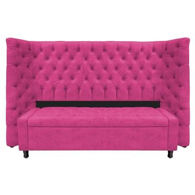 Kit Cabeceira E Calçadeira Baú Queen Everest P02 160 Cm Para Cama Box Suede - Amarena Móveis Pink