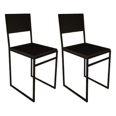 Kit 2 Cadeiras De Jantar Industrial Assento Estofado Veludo Preto Isa - Cor: Preto