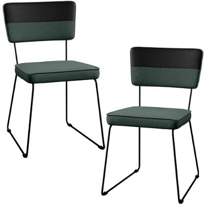Kit 02 Cadeiras Allana L02 Faixa Preto Verde Musgo