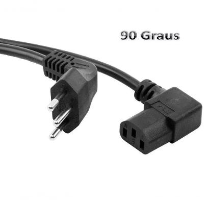 Cabo Força Tripolar Para Pc Tv Monitor Conector 90º Em L - 1,5 Mts