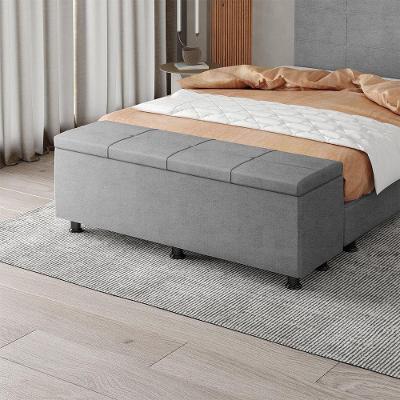 Baú Sapateira Estofada Casal 140 Cm Marte Veludo Skybox Cor Cinza