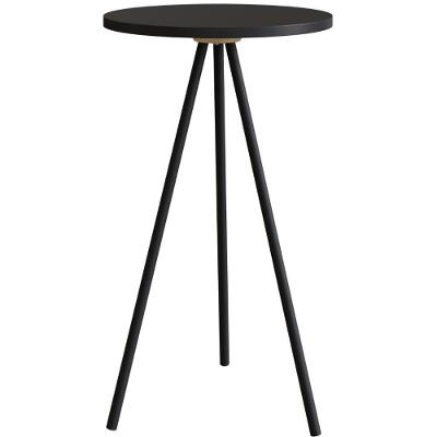 Mesa Lateral Redonda Artesano 58,5 Cm (altura) Em Mdp Preto Estrutura Metálica Em Aço Preto
