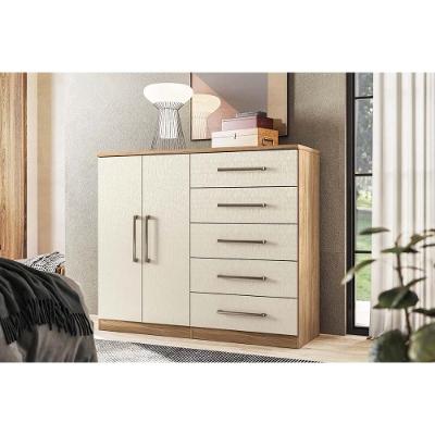 Cômoda Casal Malaga 2.5 2 Portas e 5 Gavetas jatoba/Areia - Santos Andirá