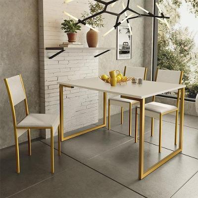 Mesa De Jantar,Cadeiras Estilo Industrial Dourado Off White