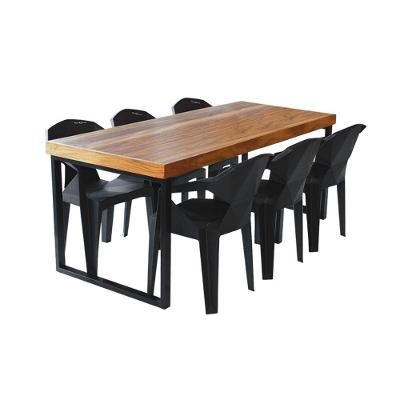 Conjunto Mesa Industrial Bernardo 1,80 Ferragem Preta Com 6 Cadeiras New Alegra Preta Preto