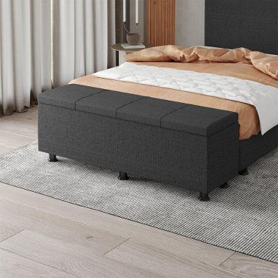 Baú Sapateira Estofada Casal 140 Cm Marte Linho Skybox Cor Preto