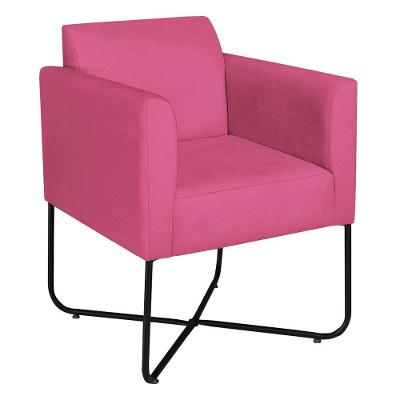 Poltrona Decorativa Andréia Base X Preta Sintético Cor Pink