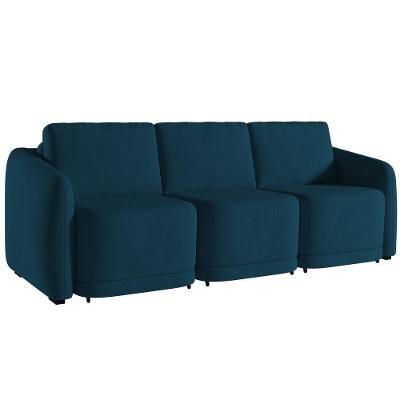 Sofá Cama Casal Para Sala 246cm Polska K04 Veludo Azul - Mpozenato