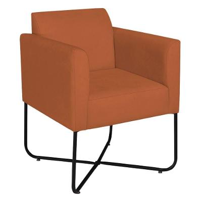Poltrona Decorativa Andréia Base X Preta Suede Cor Terracota