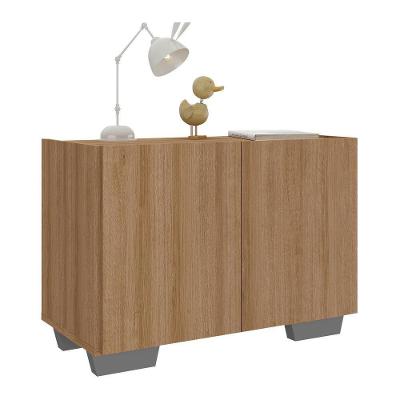 Mesa De Cabeceira Com Pés 2 Portas Mp4134 Rustic cinza Rustic cinza