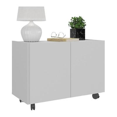 Mesa De Cabeceira Com Rodízios 2 Portas Mp4131 Branca Branco