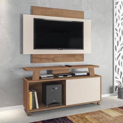 Rack Com Painel Tv Até 50" Com Rodízios Cr45220 Canelato Rústico natura Off White