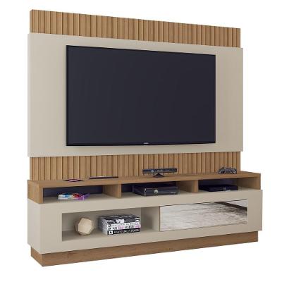 Rack Com Painel Tv Até 65" Com 1 Porta Cr45212 Canelato Rústico 3d natura Off White