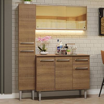Armário De Cozinha Compacta 137cm Rustic Emilly Madesa 06 Rustic