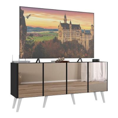 Rack Tv Até 50 Polegadas Retrô Com Espelhos Mp1082 Preto branco
