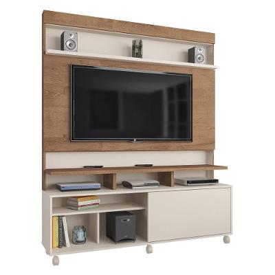 Rack Com Painel Tv Até 55" Com Rodízios Cr45215 Canelato Rústico natura Off White