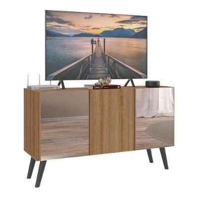 Rack Tv Até 32 Polegadas Retrô Com Espelhos Mp1078 Rustic preto