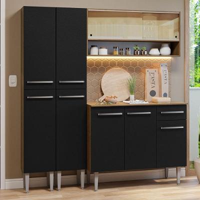 Armário De Cozinha Compacta 169cm Rustic/preto Emilly Madesa 13 Rustic/preto