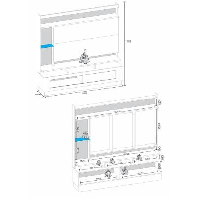 Rack Com Painel Tv Até 65" Com 1 Porta Flex Cr45213 Canelato Rústico 3d grafite