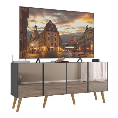 Rack Tv Até 50 Polegadas Retrô Com Espelhos Mp1082 Grafite natural